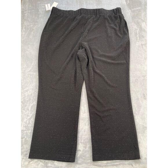 Liz Claiborne Pants Womens 2X Black Metallic Shimmer Cocktail Party Crepe - Picture 5 of 16